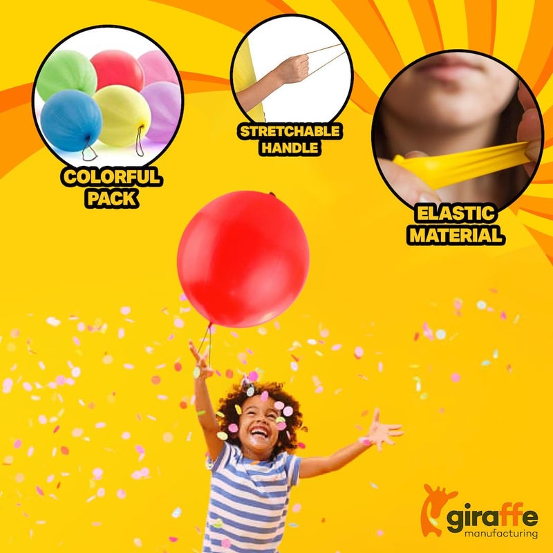 Giraffe Manufacturing Giraffe 30 Pack Punch Balloons Valentines Party Favors for Kids- 18 Inches Large Thick Latex Neon Rubber Heavy Duty Balloons - Age 4-8, 6 to 8, 8-12 Easter Basket Stuffers - Image 3
